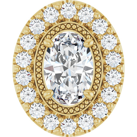 14K Gold Oval Lab-Grown Diamond Halo-Style Pendant – 5/8 CTW - Yellow Gold