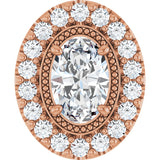 14K Gold Oval Lab-Grown Diamond Halo-Style Pendant – 5/8 CTW - Rose Gold