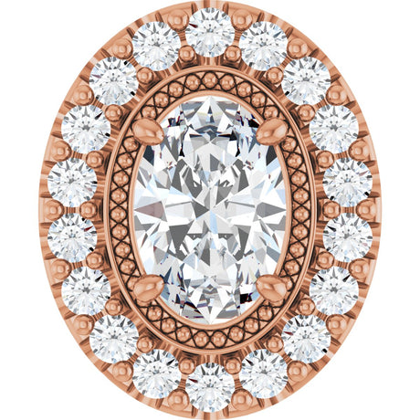 14K Gold Oval Lab-Grown Diamond Halo-Style Pendant – 5/8 CTW - Rose Gold