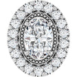 14K Gold Oval Natural Diamond Halo-Style Pendant - White Gold
