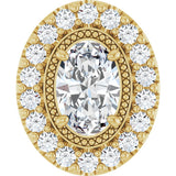 14K Gold Oval Natural Diamond Halo-Style Pendant - Yellow Gold