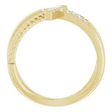 14K Gold Round Natural Diamond Accented Cross Rope Ring - Yellow Gold - view 2