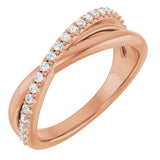 14K Gold Round Natural Diamond Accented Criss-Cross Ring - Rose Gold