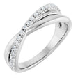 14K Gold Round Natural Diamond Accented Criss-Cross Ring - White Gold