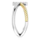 14K Gold Round Natural Diamond Accented Cross Rope Ring - Two-Tone - view 4