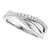 Platinum Round Natural Diamond Accented Criss-Cross Ring - view 5