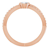 14K Gold Round Natural Diamond Criss-Cross Accented Ring - Rose Gold - view 2