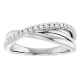14K Gold Round Natural Diamond Accented Criss-Cross Ring - White Gold - view 3