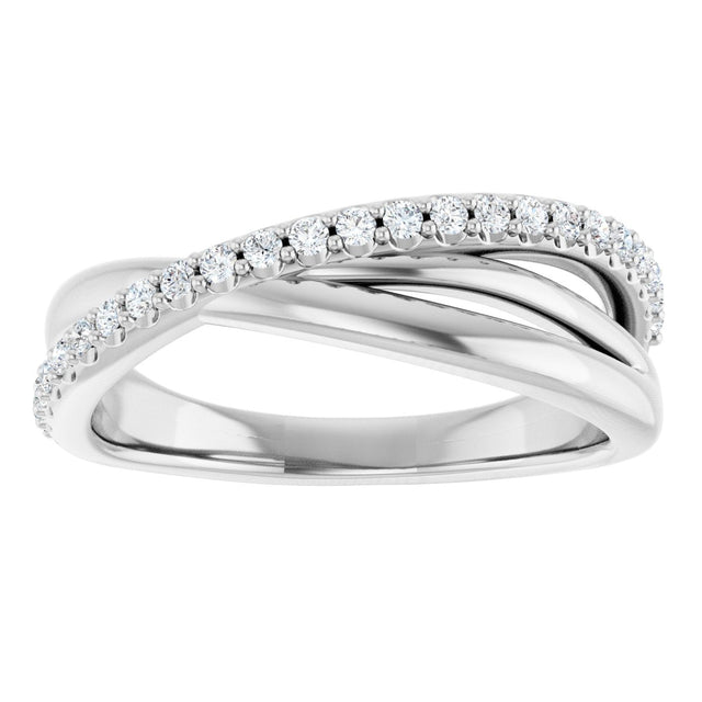 Platinum Round Natural Diamond Accented Criss-Cross Ring - view 3