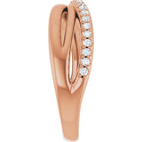 14K Gold Round Natural Diamond Accented Criss-Cross Ring - Rose Gold - view 4