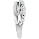 14K Gold Round Natural Diamond Accented Criss-Cross Ring - White Gold - view 4