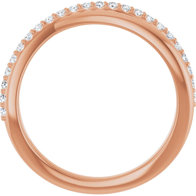 14K Gold Round Natural Diamond Accented Criss-Cross Ring - Rose Gold - view 2