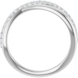 14K Gold Round Natural Diamond Accented Criss-Cross Ring - White Gold - view 2
