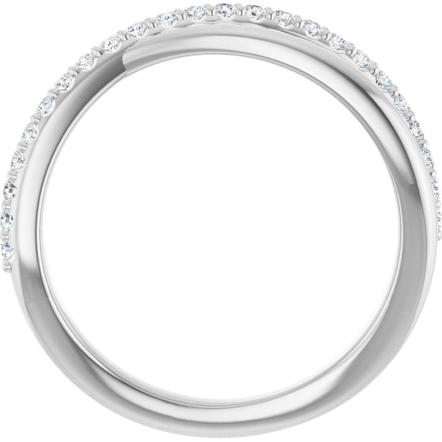 Platinum Round Natural Diamond Accented Criss-Cross Ring - view 2