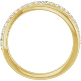 14K Gold Round Natural Diamond Accented Criss-Cross Ring - Yellow Gold - view 2