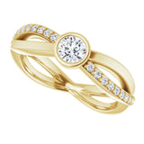 14K Gold Round Natural Diamond Criss-Cross Accented Ring - Yellow Gold - view 5