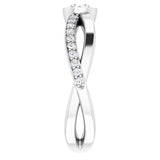 14K Gold Round Natural Diamond Criss-Cross Accented Ring - White Gold - view 4