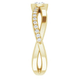 14K Gold Round Natural Diamond Criss-Cross Accented Ring - Yellow Gold - view 4