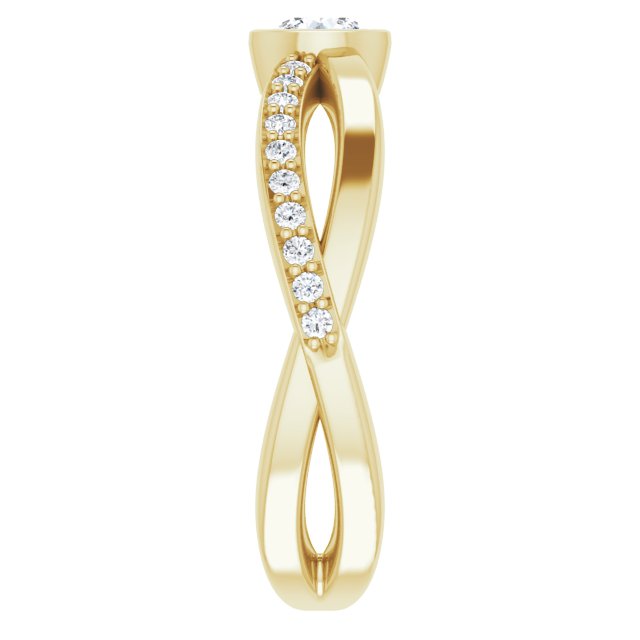 14K Gold Round Natural Diamond Criss-Cross Accented Ring - Yellow Gold - view 4