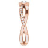 14K Gold Round Natural Diamond Criss-Cross Accented Ring - Rose Gold - view 4