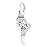 14K Gold Round Natural Diamond Accented Freeform Pendant – 4.1mm Stones - White Gold - view 2