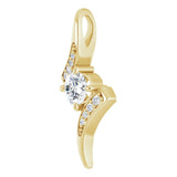 14K Gold Round Natural Diamond Accented Freeform Pendant – 4.1mm Stones - Yellow Gold - view 2