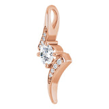 14K Gold Round Natural Diamond Accented Freeform Pendant – 4.1mm Stones - Rose Gold - view 2
