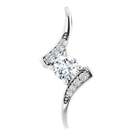 Platinum Round Natural Diamond Accented Freeform Pendant – 1/3 CTW