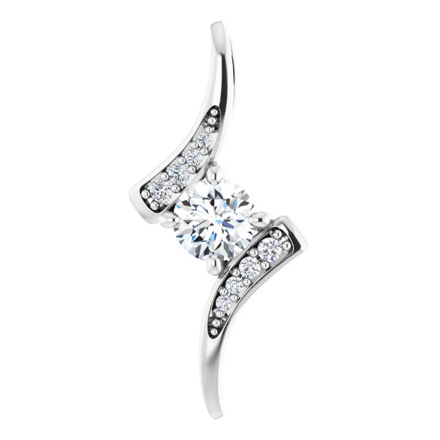 Platinum Round Natural Diamond Accented Freeform Pendant – 1/3 CTW