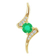 14K Gold Round Natural Emerald Accented Freeform Pendant - Yellow Gold