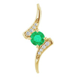 14K Gold Round Natural Emerald Accented Freeform Pendant - Yellow Gold