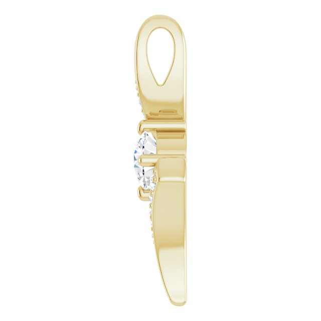 14K Gold Round Natural Diamond Accented Freeform Pendant – 4.1mm Stones - Yellow Gold - view 3