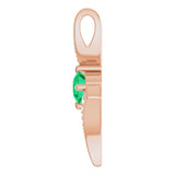 14K Gold Round Natural Emerald Accented Freeform Pendant - Rose Gold - view 3