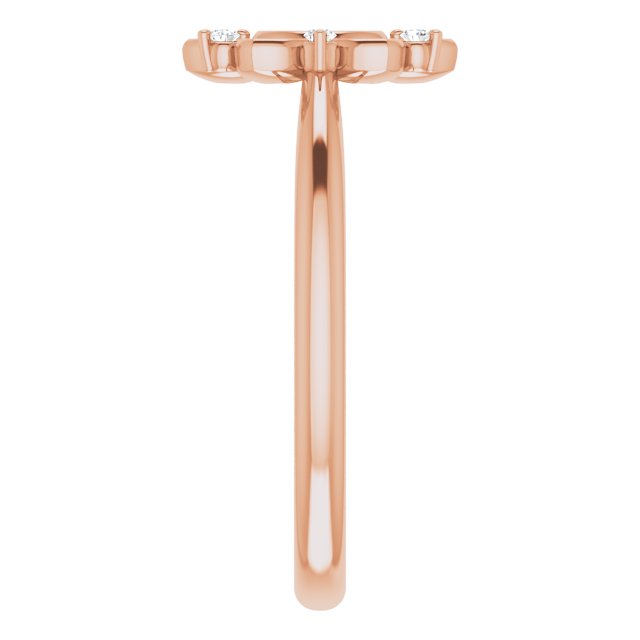 14K Gold Round Natural Diamond Accented Starburst Ring - Rose Gold - view 4