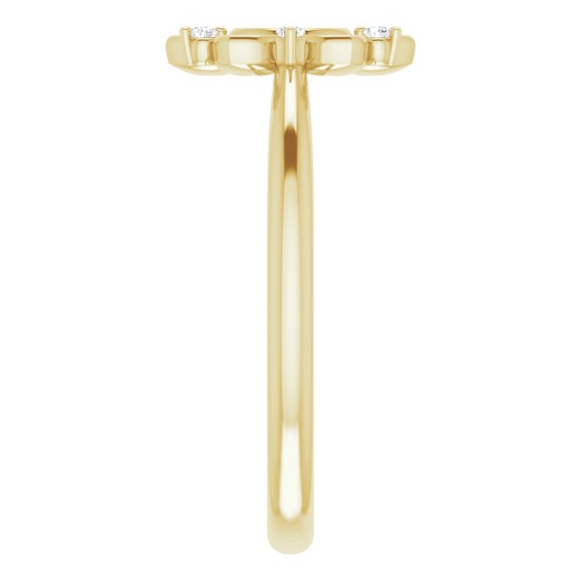 14K Gold Round Natural Diamond Accented Starburst Ring - Yellow Gold - view 4