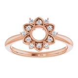 14K Gold Round Natural Diamond Accented Starburst Ring - Rose Gold - view 3