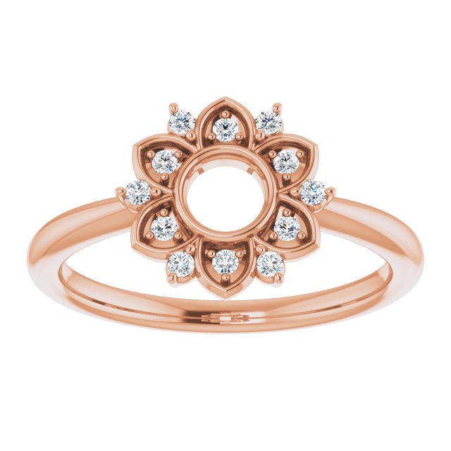 14K Gold Round Natural Diamond Accented Starburst Ring - Rose Gold - view 3