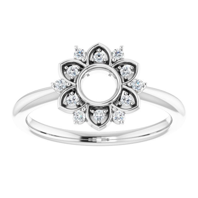 Platinum Round Natural Diamond Accented Starburst Ring - view 3
