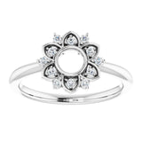 14K Gold Round Natural Diamond Accented Starburst Ring - White Gold - view 3