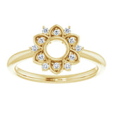 14K Gold Round Natural Diamond Accented Starburst Ring - Yellow Gold - view 3