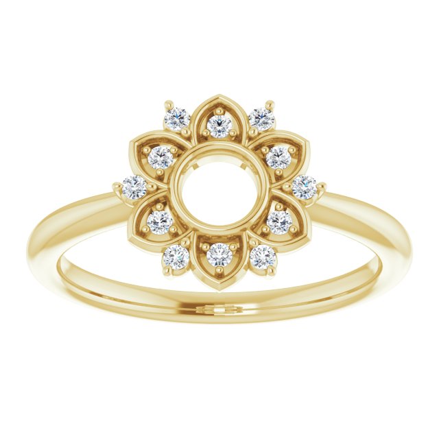 14K Gold Round Natural Diamond Accented Starburst Ring - Yellow Gold - view 3