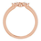 14K Gold Round Natural Diamond Accented Starburst Ring - Rose Gold - view 2