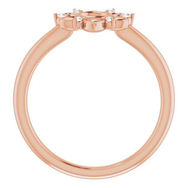 14K Gold Round Natural Diamond Accented Starburst Ring - Rose Gold - view 2