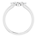 14K Gold Round Natural Diamond Accented Starburst Ring - White Gold - view 2