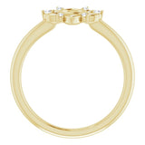14K Gold Round Natural Diamond Accented Starburst Ring - Yellow Gold - view 2