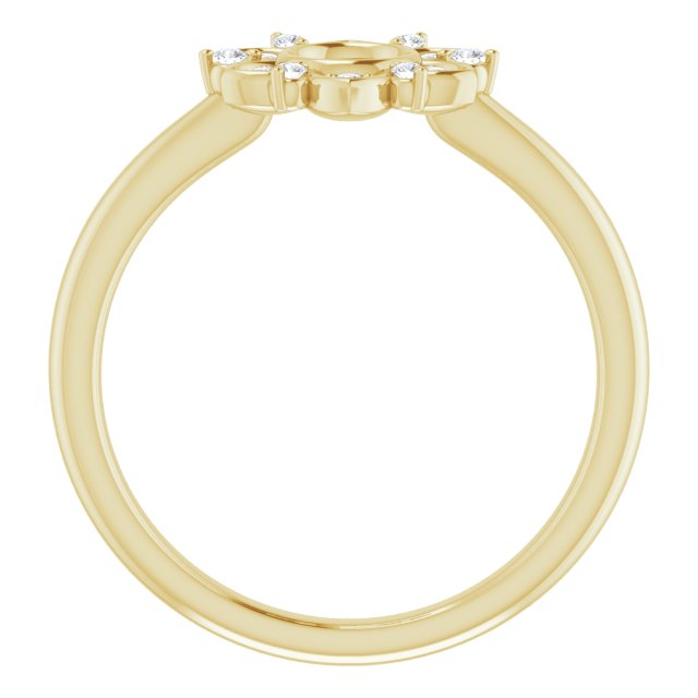 14K Gold Round Natural Diamond Accented Starburst Ring - Yellow Gold - view 2