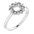 14K Gold Round Natural Diamond Accented Starburst Ring - White Gold
