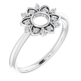 Platinum Round Natural Diamond Accented Starburst Ring
