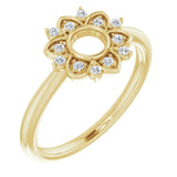 14K Gold Round Natural Diamond Accented Starburst Ring - Yellow Gold