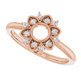 14K Gold Round Natural Diamond Accented Starburst Ring - Rose Gold - view 5